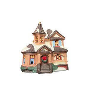 Vintage Cobblestone Corners Christmas Village Two Story Corner Home